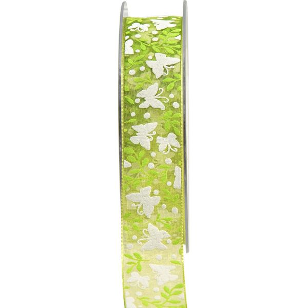 Nastro Di Organza Verde Farfalle 25 Mm Nastro Regalo 20 M Nastro Decorativo-image