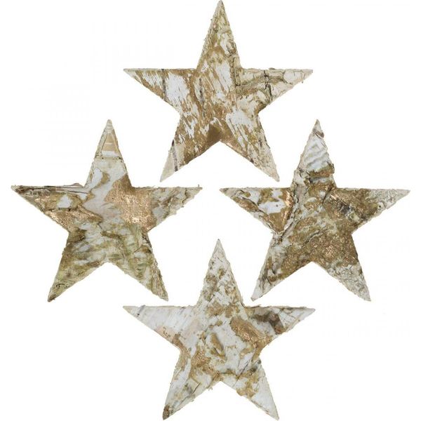 Stelle Decorative In Corteccia Di Betulla Oro Decorazione Natalizia 30 Pezzi 6,5 Cm-image