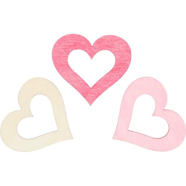 Decorazione A Spargimento Di Cuori In Legno Rosa Rosa Natura 4Cm Matrimonio 72 Pz-image