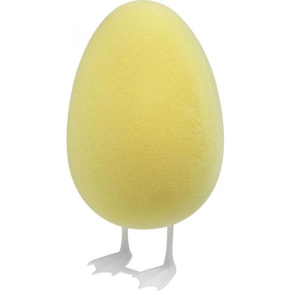 Uovo Decorativo Di Pasqua Con Gambe Giallo Lucido Vellutato Decorazione Da Tavolo 25Cm-image
