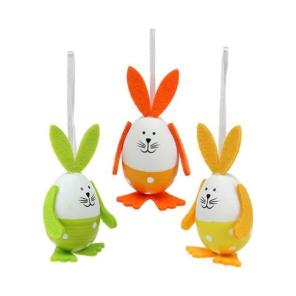 Uova Da Appendere Mix 10 Cm 12 Pezzi - Decorazioni Pasquali Coniglietti, 12 Pezzi-image