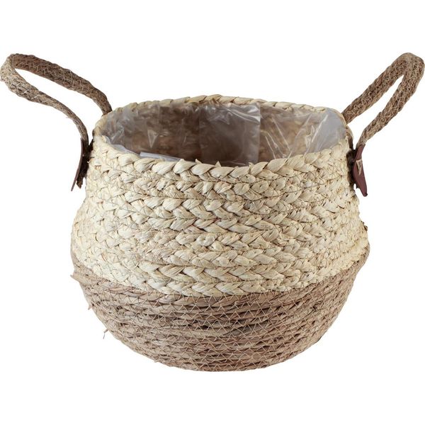 Cesto Portaoggetti In Seagrass Con Maniglie Per Decorazioni E Piante-image