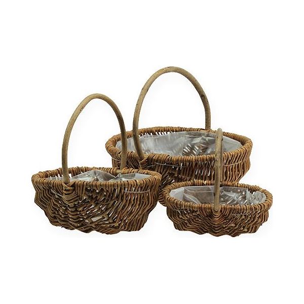 Set Di Cesti In Vimini 3 Pezzi Cesto Per Piante Cesto Per Fiori Cesto Per Decorazione Cesti Natura Stile Casa Di Campagna Con Lamina-image