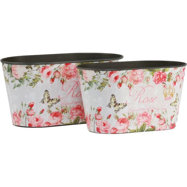 Set Di Vasi Per Piante Rose Fioriera Decorativa Vassoio Di Plastica 21,5/18,5 Cm-image