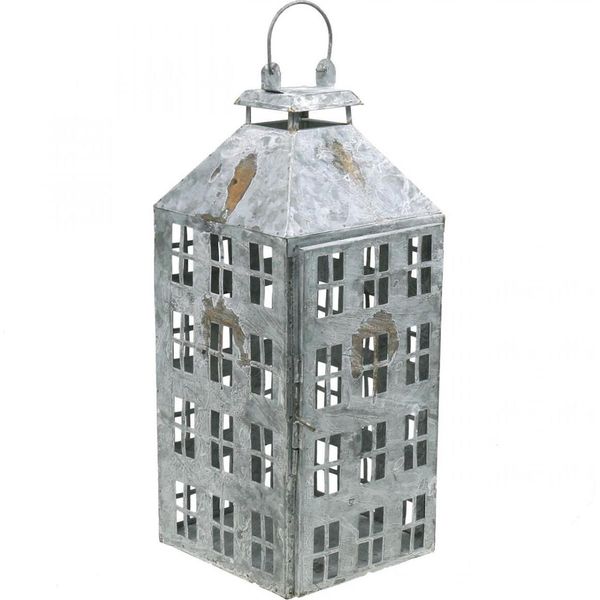 Lanterna Vintage In Metallo 41,5 Cm Shabby Chic Luce Casa Design Portacandele Luce Decorativa-image