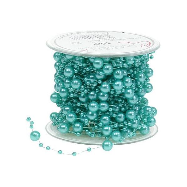 Nastro Di Perline Turchese 6Mm 15M Nastro Di Gioielli Per La Decorazione Della Tavola Decorazione Di Nozze-image