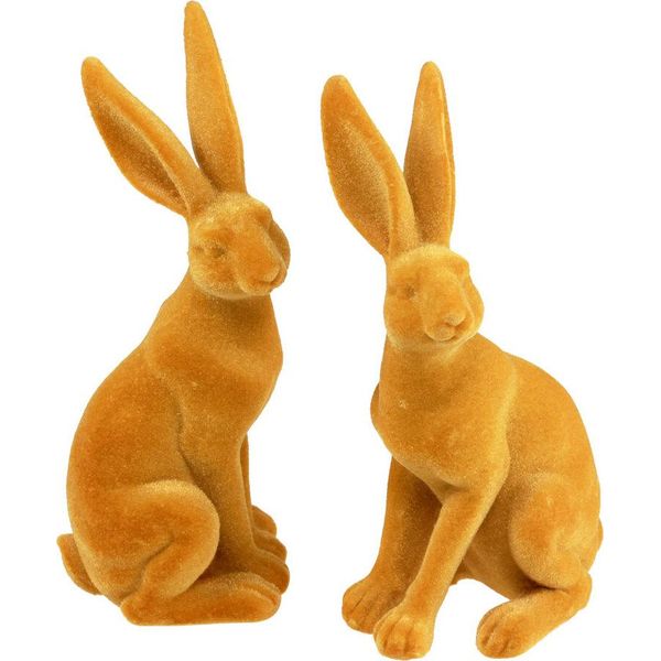 Coniglietto Pasquale Decorativo, Set Da 2, Giallo Curry, H 12,5 Cm, Articolo Decorativo Pasquale, 2 Pezzi-image