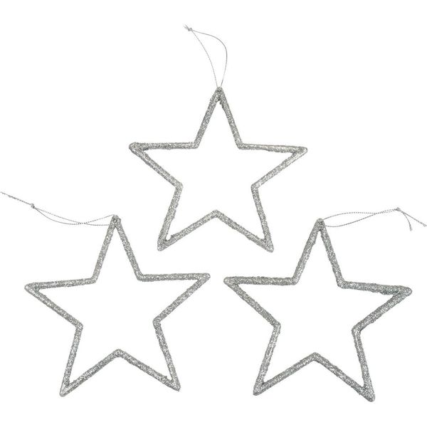 Decorazione Natalizia Stella Ciondolo Argento Glitter 12Cm 12 Pezzi Decorazione Albero Di Natale Decorazioni Albero Di Natale-image