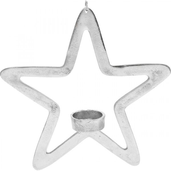 Stella Decorativa Porta Tealight Da Appendere In Metallo Argento 24Cm Decorazione Natalizia-image