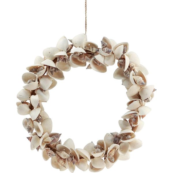 Ghirlanda Di Conchiglie Marittime Ø33Cm - Decorazione Marittima Da Appendere Per Il Soggiorno, Il Balcone, Le Feste Estive E In Giardino-image