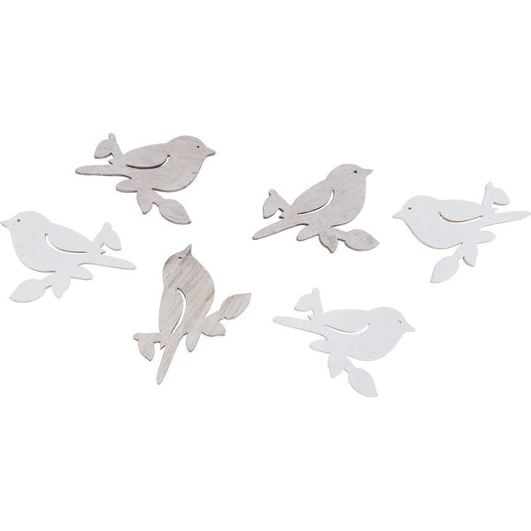 Decorazione A Spargimento Uccello In Legno Bianco Natura 4Cm Primavera Decorazione Da Tavola 72 Pezzi-image