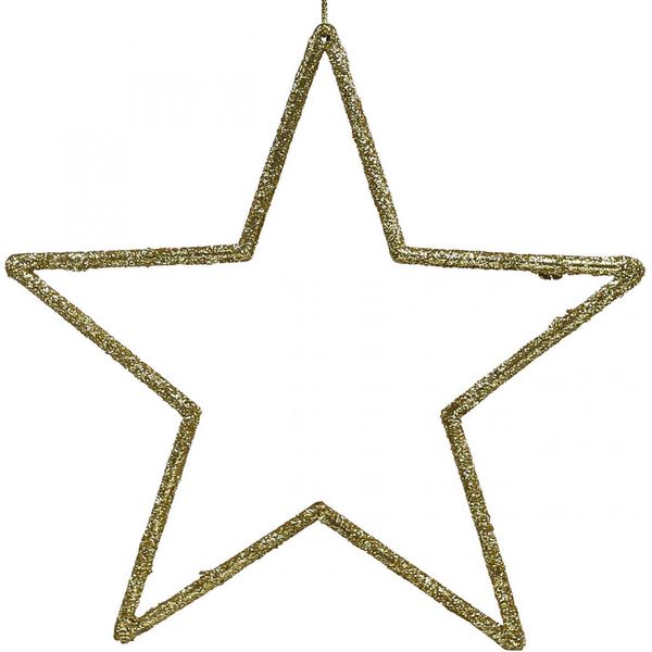 Decorazione Natalizia Stella Ciondolo Oro Glitter 17,5 Cm Set Di 9 Decorazioni Per Albero Di Natale-image