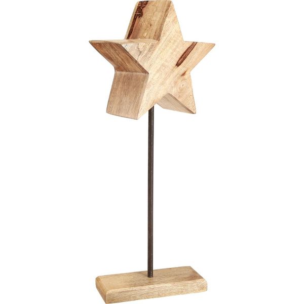 Decorazione A Stella In Legno In Stile Country Su Bastoncino Per La Decorazione Della Tavola E Del Soggiorno, In Legno Naturale Con Base, 20X9,5X50Cm, Decorazione Natalizia Per Tutto L'anno-image