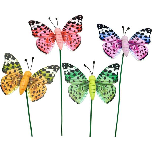 Farfalla Decorativa Fiore Spina Legno Decorazione Primavera 16 Pezzi Colorati Giardino Spine-image
