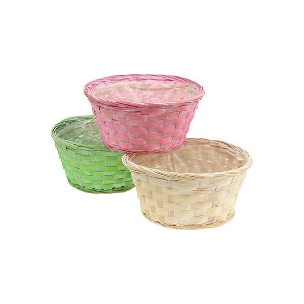 Fioriera Rotonda Ø20Cm, Colorata, Set Di 8 - Cestini Decorativi In Vimini Per Fiori E Decorazioni Da Tavola-image