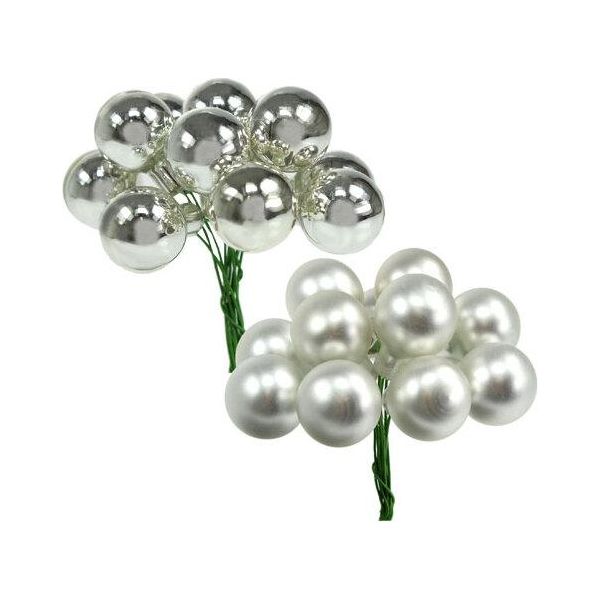 Bacche A Specchio Argento Mix 20Mm 140Pz - Perle Di Vetro Decorative Con Bacche Per Natale, Ghirlanda Dell'avvento E Decorazioni Per L'albero Di Natale-image