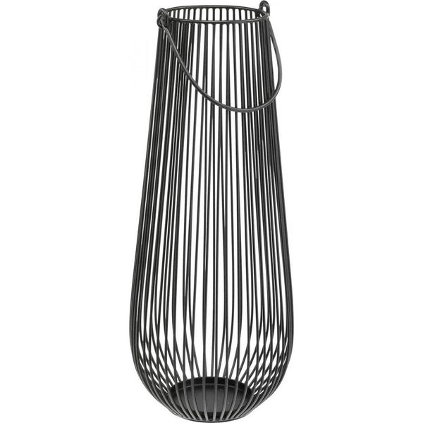 Elegante Portacandela In Metallo Nero Con Decorazione A Maniglia Ø22Cm H52Cm Per Un Ambiente Accogliente-image