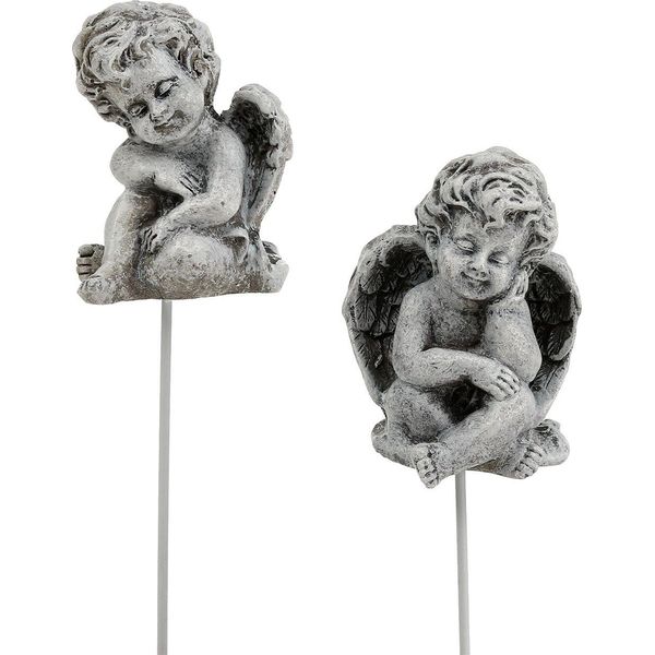 Angelo Grigio Con Spina 5Cm - 5,5Cm Set Di 8, Statuette Decorative In Poliresina, Resistenti Alle Intemperie, Per Decorazioni Di Tombe E Giornate Commemorative-image