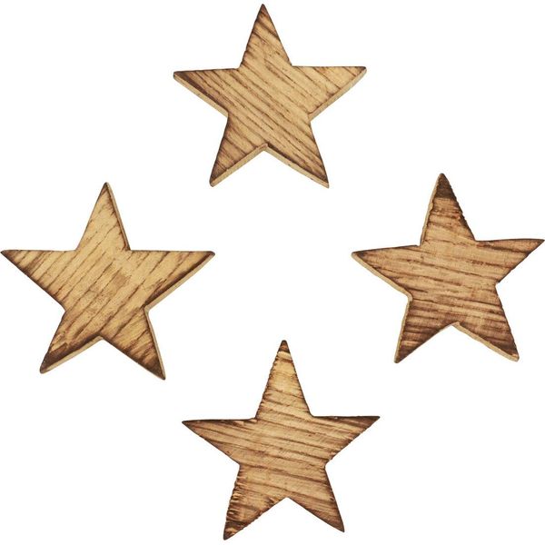 Decorazione A Spargimento Stelle Di Natale In Legno Fiammate Rustiche 5,5 Cm Decorazione Da Tavola 12 Pezzi-image