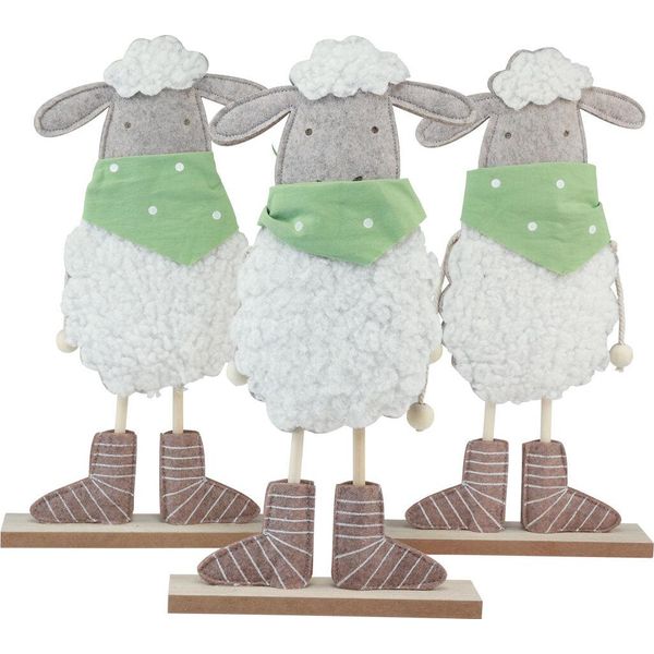 Decorazione Di Pasqua Figurine Pecore Set Decorazione Da Tavolo Pasqua 37Cm 3Pcs Feltro Corda Legno Decorazione Figurina-image