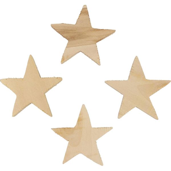 Decorazioni Natalizie Stelle In Legno Naturale Ø5,5 Cm Set Da 12, 12 Pezzi-image