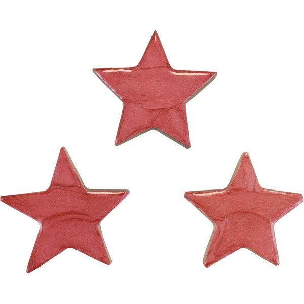 Decorazione Natalizia Stelle In Legno Rosa Lucido Ø5Cm Set Di 8 Pezzi-image