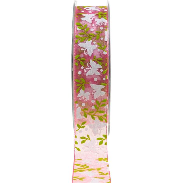 Nastro Di Organza Rosa Farfalla 25 Mm Nastro Regalo 20 M Nastro Decorativo-image