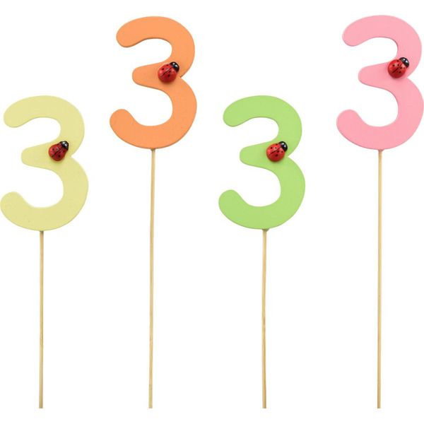 Spilli Numerati Compleanno 3 Spilli Decorativi In Legno A Forma Di Fiore 16 Pezzi, 16 Pezzi-image