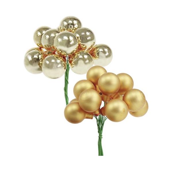 Bacche Natalizie A Specchio In Misto Oro, Lucide E Opache, 25 Mm, 140 Pezzi, Decorazioni Per Corone D'avvento E Composizioni Floreali-image