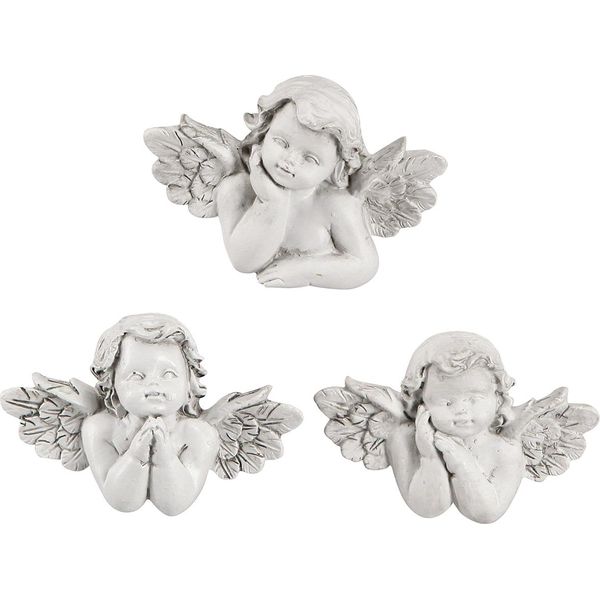 Decorazione Angelo Grigio Per Tomba Vintage Polyresin 7,5×5 Cm Set Da 6 Decorazione Per Tomba, 6 Pezzi-image