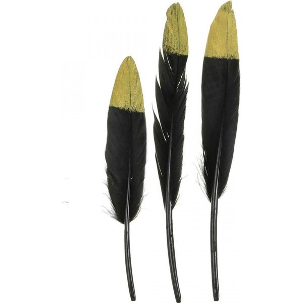 Piume Decorative Artigianali Oro Nero 12-14Cm 72 Pezzi Decorazione Gioielli Carnevale-image