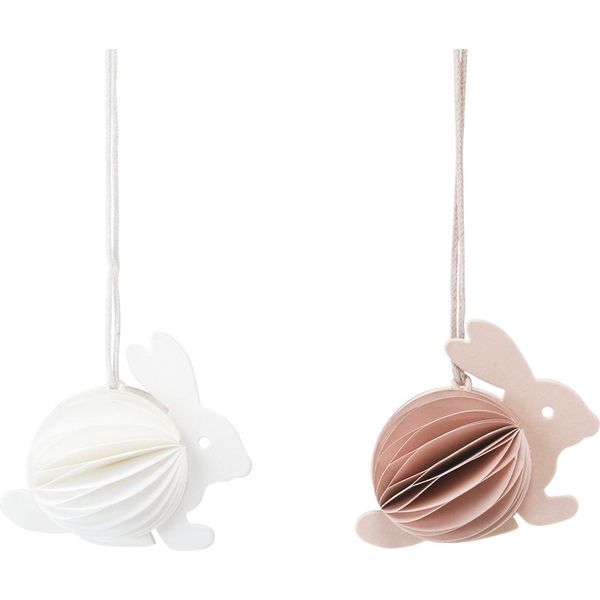 Set Di 5 Appendini Per Decorazioni A Nido D'ape Per Coniglietti Di Pasqua - Coniglietto Per Decorazioni A Cespuglio Di Pasqua-image