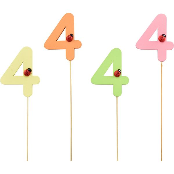 Spilli Decorativi Con Numeri Per Compleanni Spilli Decorativi Con Fiori In Legno 16 Pezzi 27,5 Cm, 16 Pezzi-image