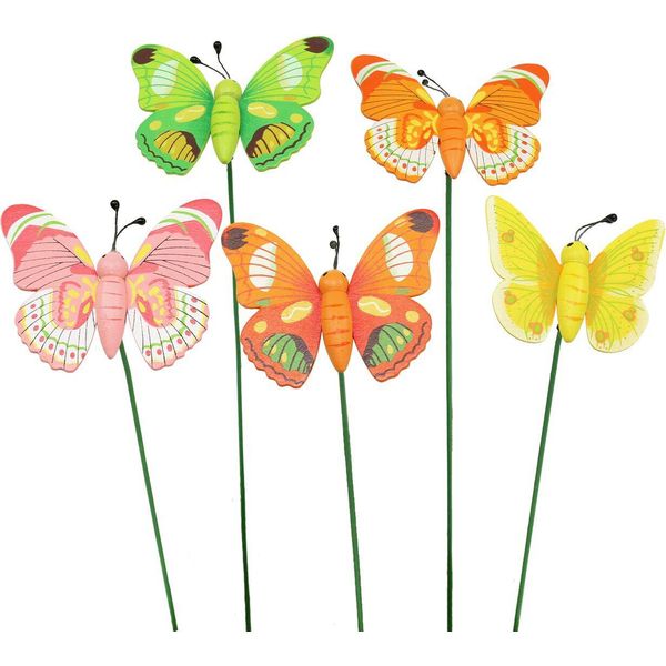 Decorazioni Floreali A Forma Di Farfalla In Legno Per Giardino E Balcone, Primavera, 7,5 Cm, Colorate, 16 Pezzi, 16 Pezzi-image