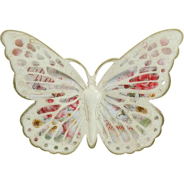 Decorazione Da Parete In Metallo Farfalla Stile Country 29,5 Cm Decorazione Primavera Vintage-image