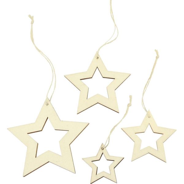 Stelle Di Legno Decorazione Della Natura Appese A Natale 16 Pezzi-image