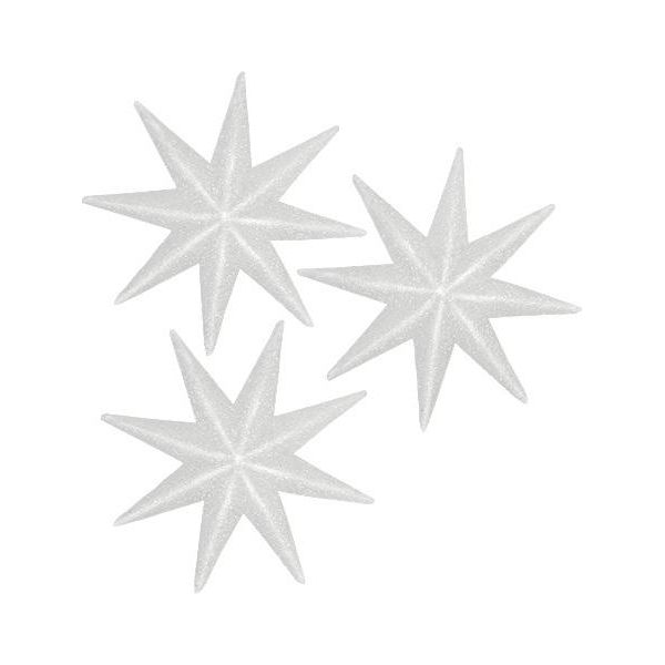 Stella Glitterata Bianca 10Cm 12Pz - Decorazione Natalizia, Decorazione Da Tavola, Decorazione Dell'albero Di Natale-image