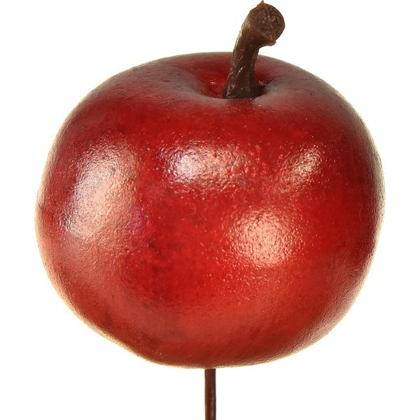 Mini Mele Su Filo Ø3,5 Cm Rosso Decorazione Plastica Forniture Per Fioristi 48 Pezzi-image