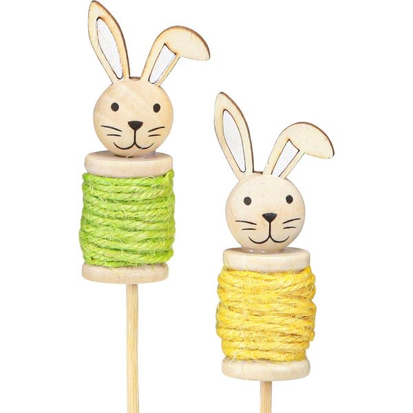 Decorazioni Pasquali Decorazioni Floreali In Legno Coniglio Verde Giallo 32 Cm Set Da 8, 8 Pezzi-image