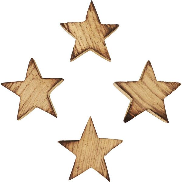 Stelle Di Legno Fiammate Decorazione Natalizia Ø4Cm - Decorazione Rustica - 24 Pezzi-image