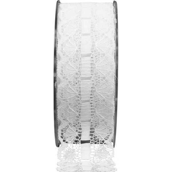 Nastro In Pizzo Nastro Decorativo Bianco 25Mm 15M Per Matrimonio, Battesimo, Anniversario-image