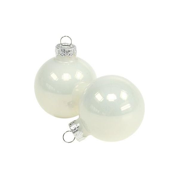 Baubles Natalizi 4Cm Bianchi Lucidi Set Di 24 Baubles In Vetro Per Decorazioni Dell'albero Di Natale-image