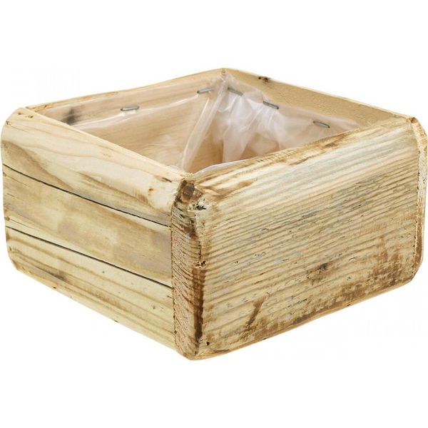 Vaso Per Piante In Legno Naturale Quadrato 15.5×15.5Cm Impermeabile-image