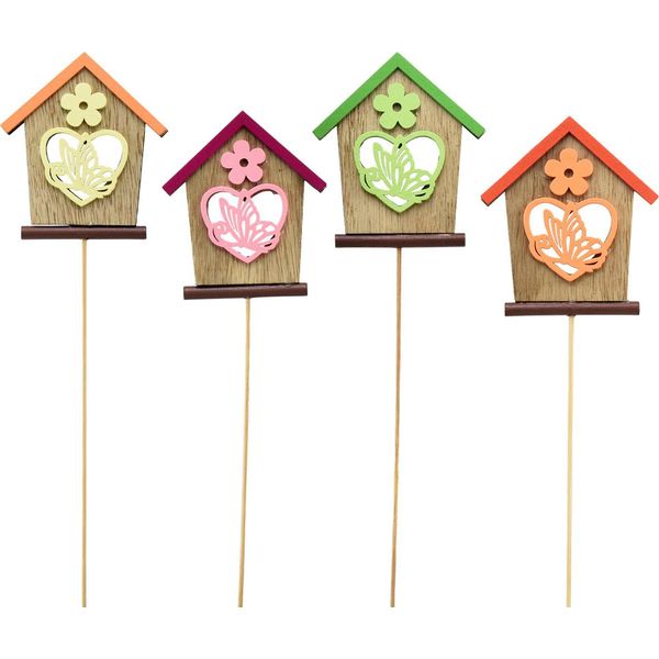 Spina Fiore Primavera Legno Decorativo Set 8,5 Cm Farfalla Fiore Decorazione Casa 12 Pezzi-image