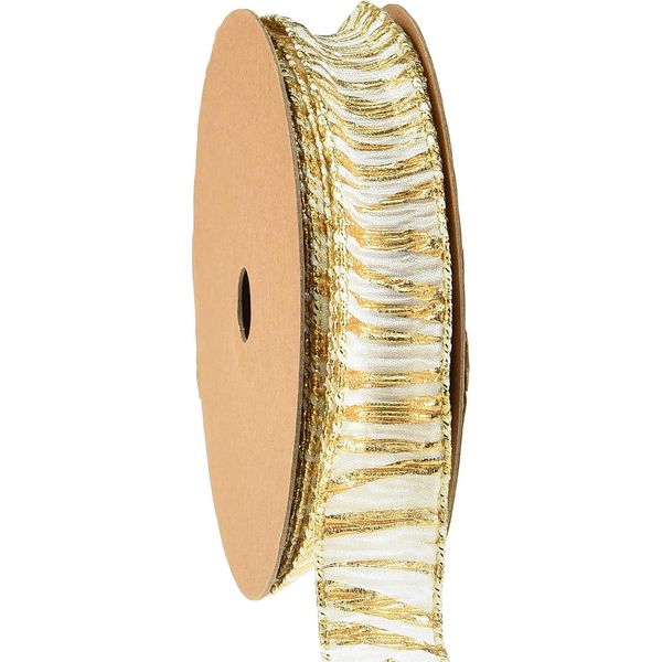 Nastro Decorativo Chiffon Oro Bianco 25Mm 15M Nastro Regalo Per La Decorazione-image