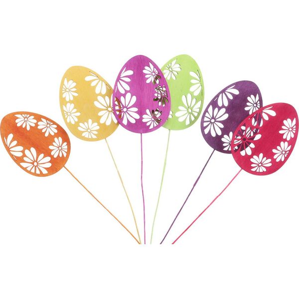 Uova Di Pasqua Decorazione Fiore Tappi Legno 30,5Cm 18 Pezzi Decorazione Pasquale Colorata-image