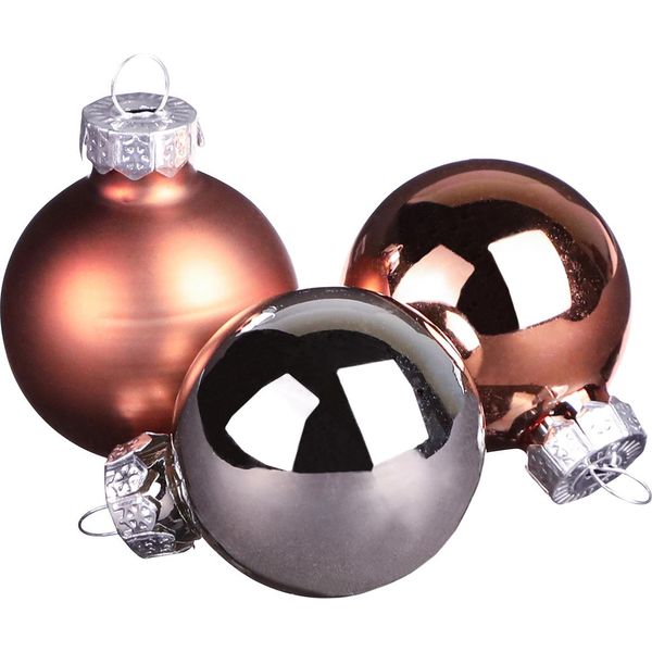 Baubles In Vetro Natale Argento Albicocca Ø4Cm 24 Pz Baubles Decorativi Per Albero-image