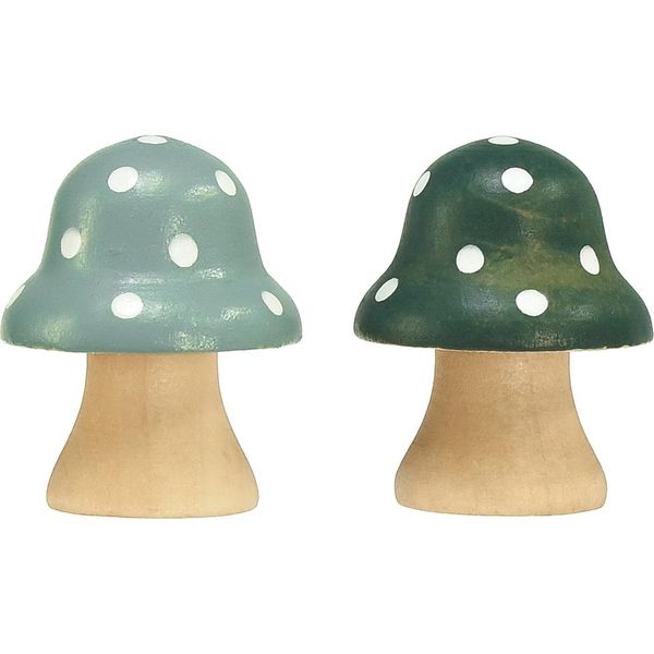 Funghi Decorativi In Legno Decorazioni Autunnali Per La Tavola Mini Funghi Velenosi Verde Menta 4 Cm Set Da 12, 12 Pezzi-image