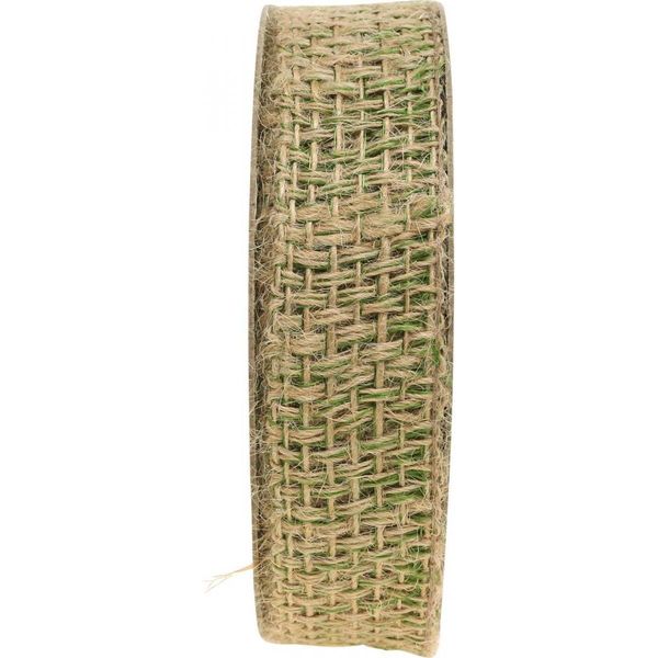Nastro Decorativo Juta Verde Natura 25Mm 10M Nastro Regalo Nastro Decorazione-image