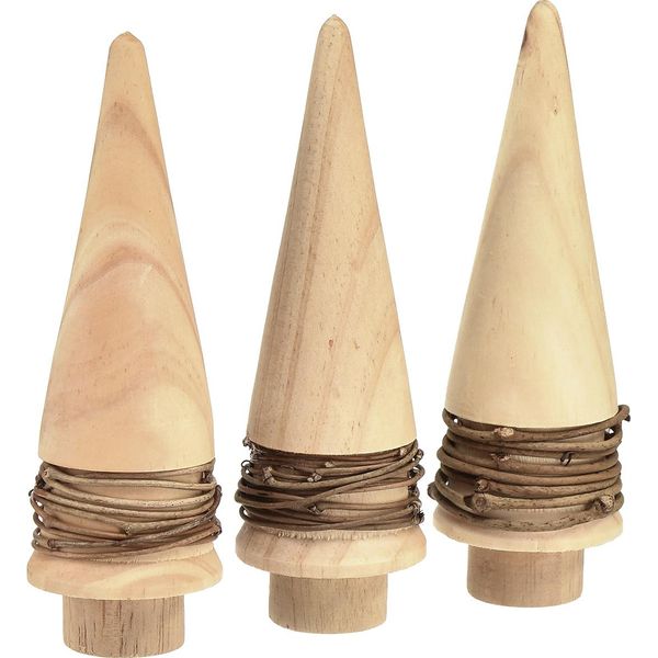 Mini Abete In Legno Decorazione Naturale Da Tavola Natale Set Di 3 H 13,5 Cm Decorazione Natalizia Rustica-image